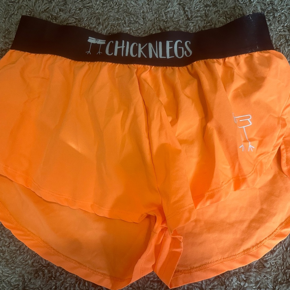 Chicknlegs Women's Neon Orange Running Shorts